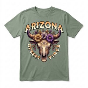 Arizona Desert Steer Floral Vibes T-Shirt