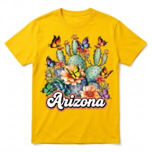 Arizona Desert Bloom Cacti Butterfly T-Shirt