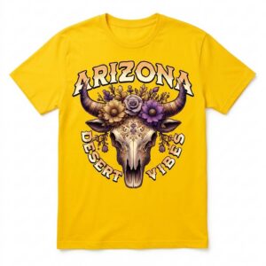 Phoenix Arizona Desert Steer Floral Vibes T-Shirt