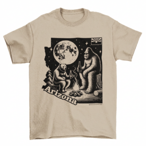 Phoenix Arizona State Map Bear and Bigfoot Camping T-Shirt