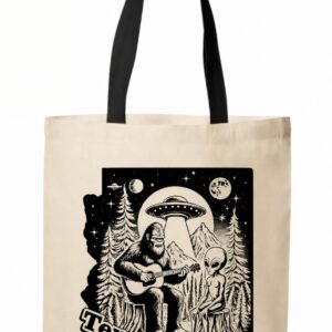 Tempe Bigfoot Meets Alien Cosmic Tote Bag