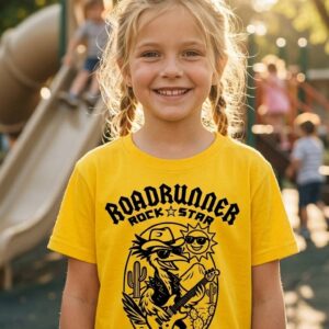 Roadrunner Rock Star AZ Kids T-Shirt | Funny Desert Bird