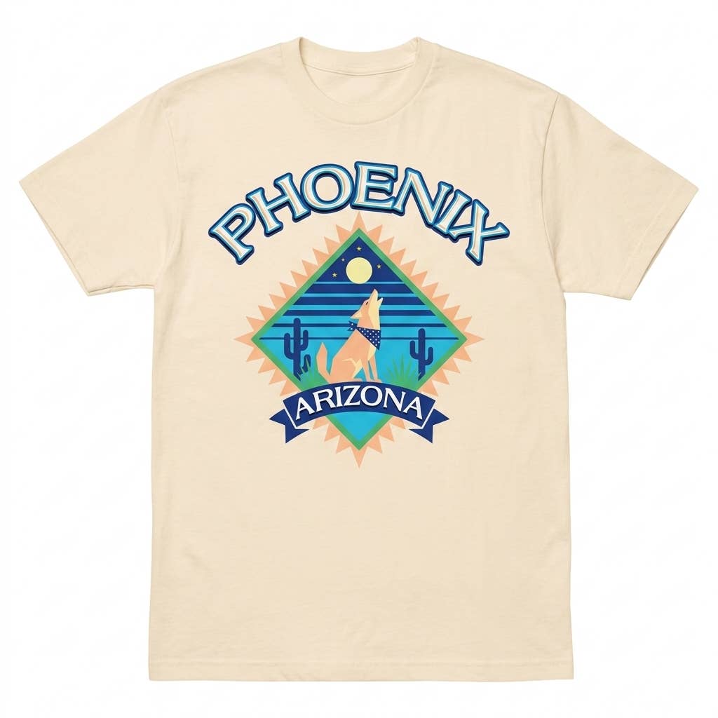 Phoenix Arizona Desert Coyote Moon Tee Retro - Image 6