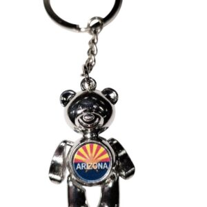 Arizona Flag Bear Keychain — Metal Teddy Bear