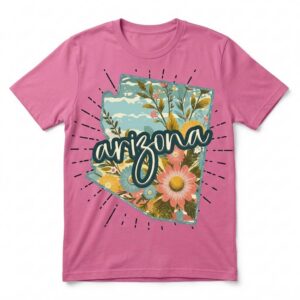 Arizona Wildflower State Outline T-Shirt