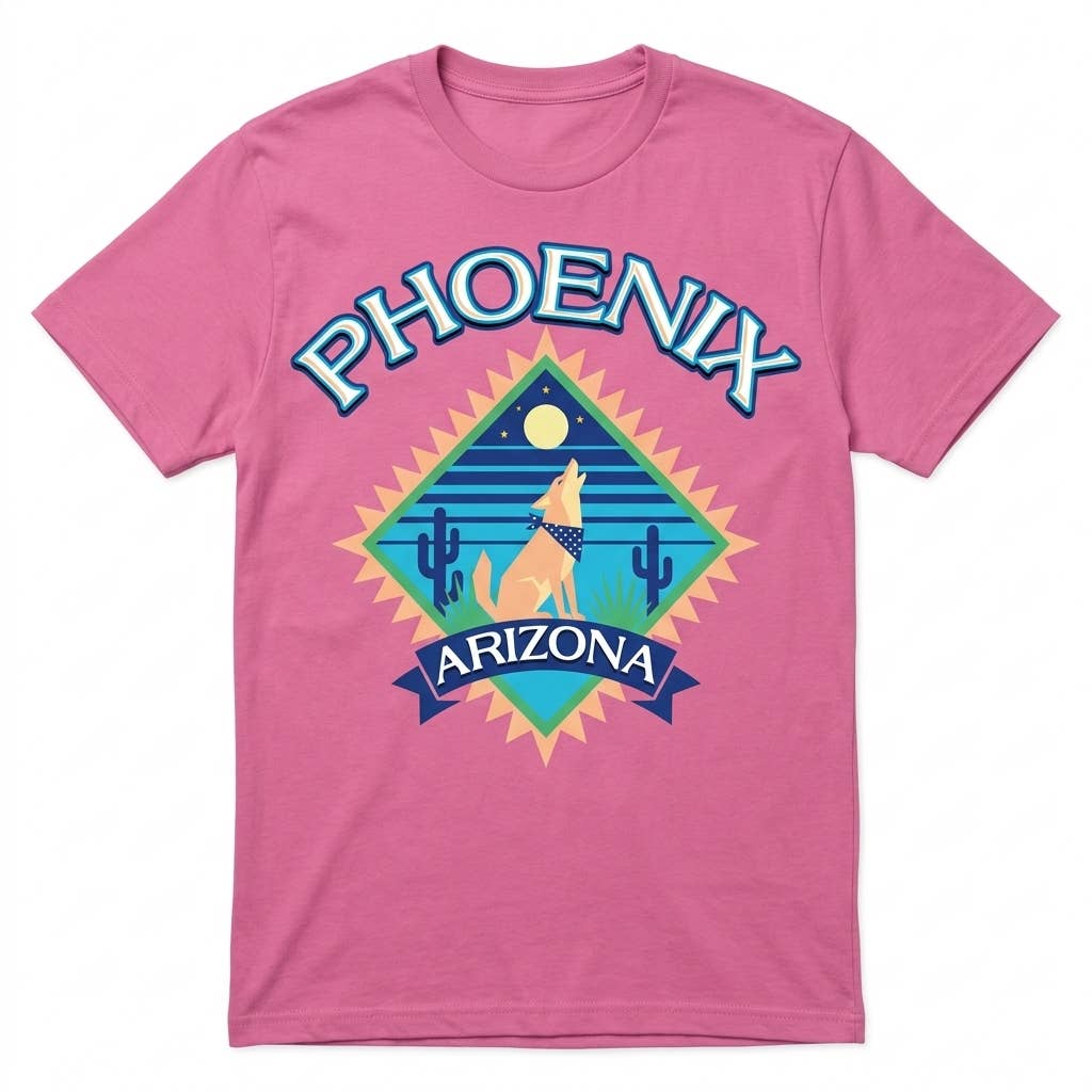 Phoenix Arizona Desert Coyote Moon Tee Retro