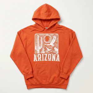 Arizona Eagle Desert Hoodie — Saguaro & Mountains