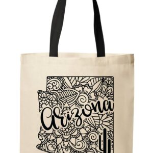 Arizona State Map Mandala Tote