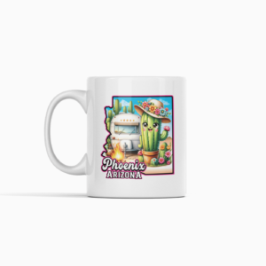 Phoenix Arizona Cute Cactus Camper Ceramic Coffee Mug