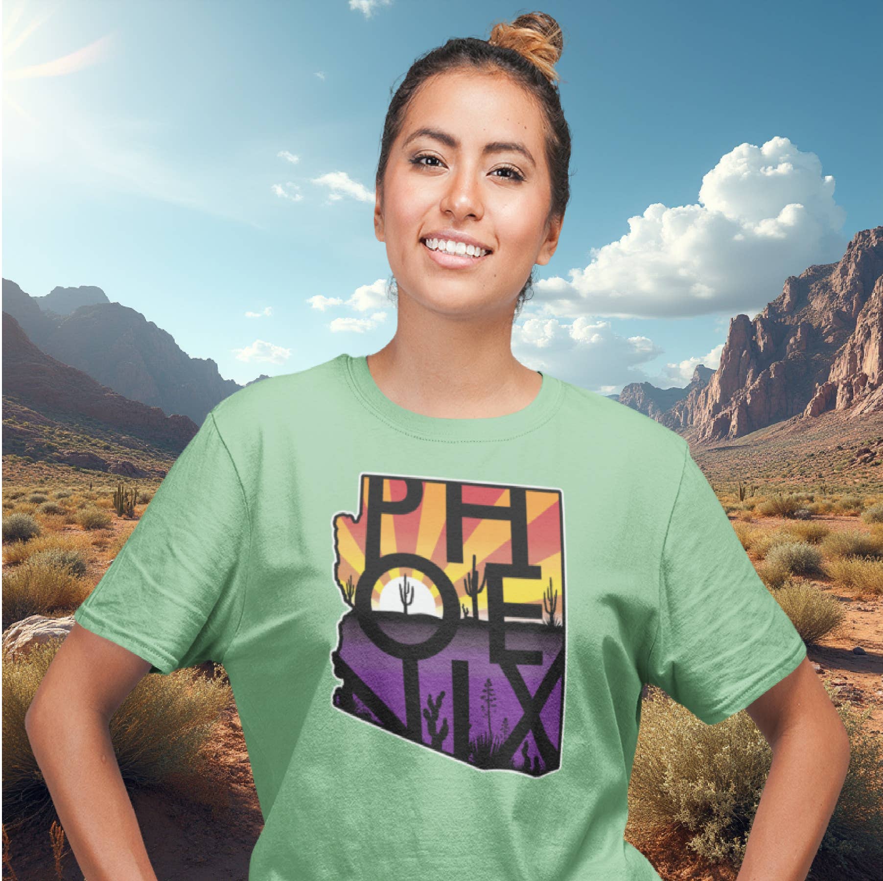 Phoenix Sunset State Map T-Shirt - Image 2