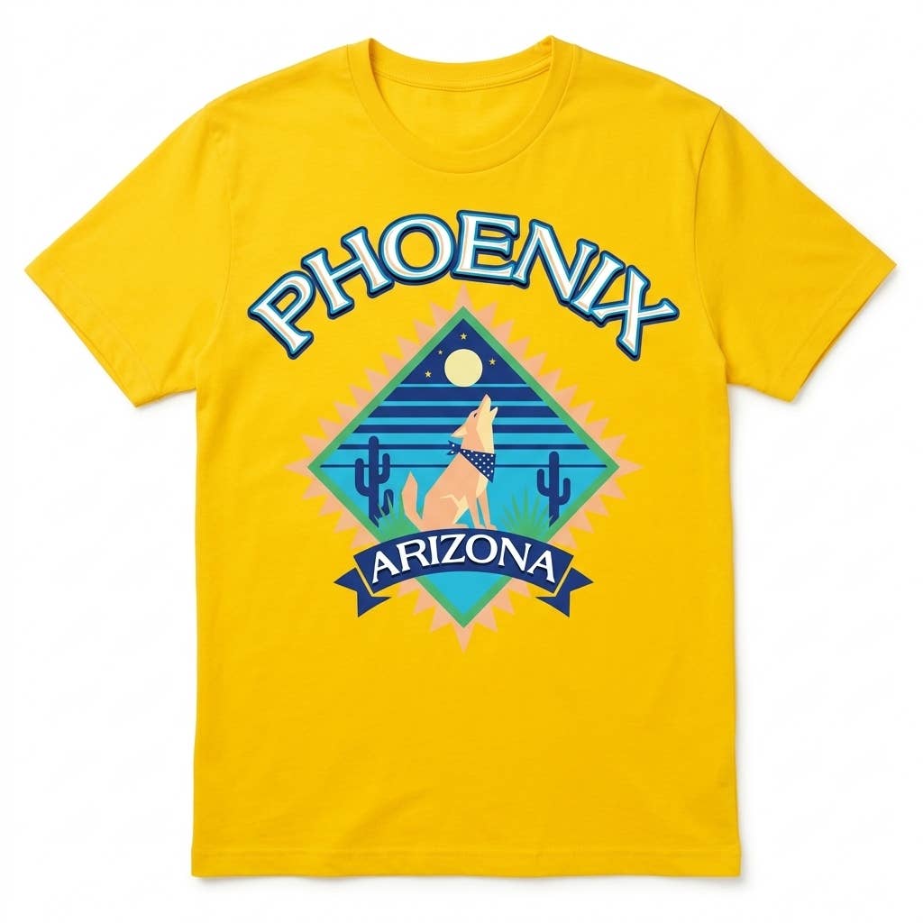 Phoenix Arizona Desert Coyote Moon Tee Retro - Image 4