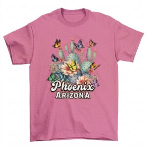 Phoenix Arizona Desert Bloom Cacti Butterfly T-Shirt