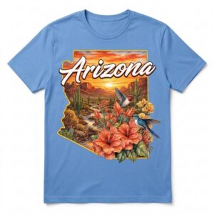 Arizona State Map Desert Bloom T-Shirt