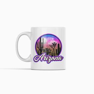 Arizona Retro Desert Moon Ceramic Mug — Saguaro Sunset Coffe