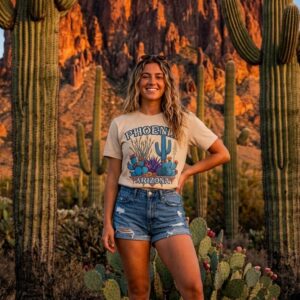 Phoenix Arizona Desert Bloom Cactus Graphic Tee