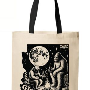 Glendale Arizona State Map Bear and Bigfoot Camping Tote Bag