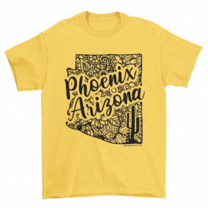 Phoenix Arizona State Map Mandala and Cactus T-Shirt