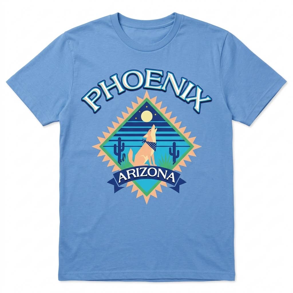 Phoenix Arizona Desert Coyote Moon Tee Retro - Image 2