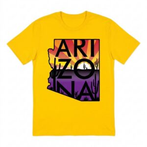 Desert Sunset Arizona State Map T-Shirt