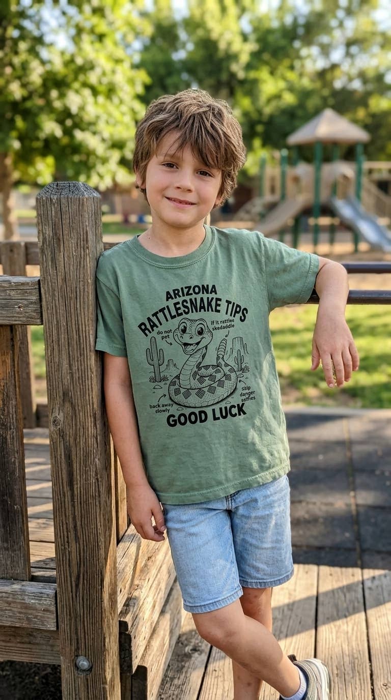 Arizona Rattlesnake Tips Kids Tee | Funny Southwest Reptile - Image 2