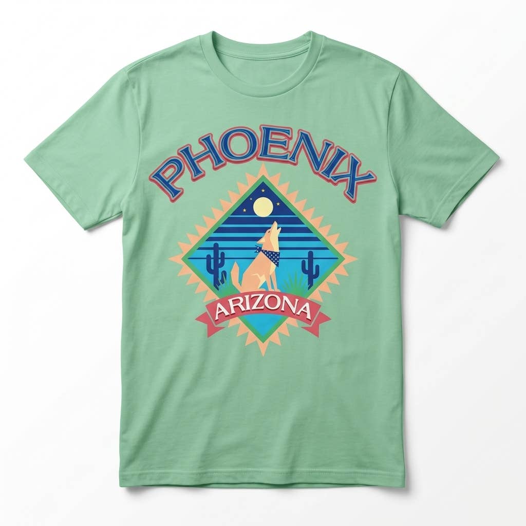 Phoenix Arizona Desert Coyote Moon Tee Retro - Image 5